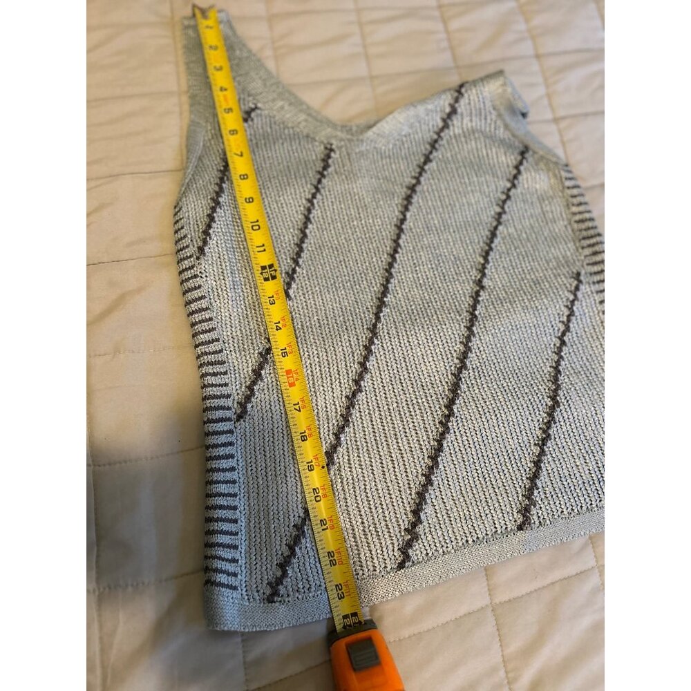 NIC+ZOE Sleeveless Sweater Tank Top PS Petite Small Green Knit Metallic Striped - Picture 4 of 9
